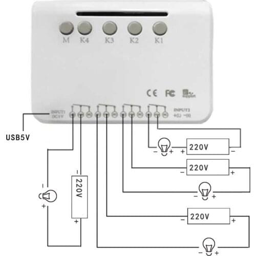 4 Channel WiFi Relay Switch Module Smart Home Remote Control, DC 5V DIY Switch Module Compatible with Alexa