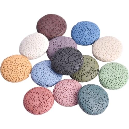 5pcs Natural Volcano Lava Stone Flat Round 20mm 27mm 32mm Loose Crafts Beads lot for Jewelry Making DIY Earring Findings