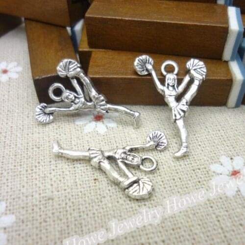 80 pcs Vintage Charms Dancing girls Pendant Antique silver Fit Bracelets Necklace DIY Metal Jewelry Making