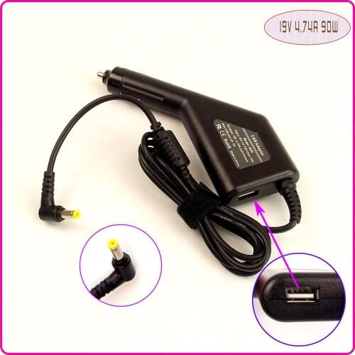 Laptop Car DC Adapter Charger Power Supply + USB Port for Acer ADP-90CD DB PA-1900-04 PA-1900-24 PA-1900-32