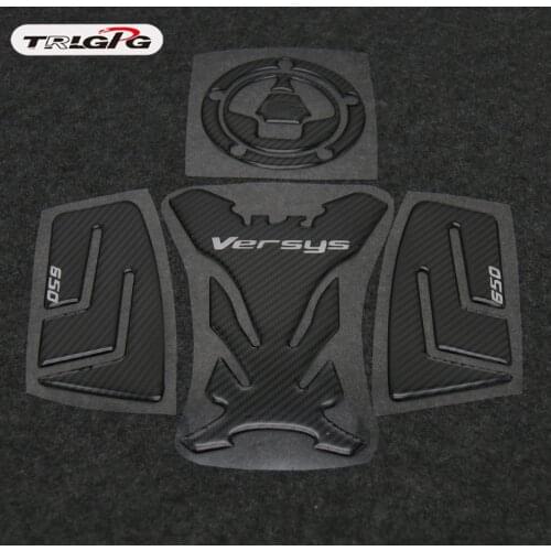 Free shipping 3D Carbon Fiber Tank Gas Cap Pad Filler Cover Fish bone Sticker Decals For KAWASAKI Versys 650 VERSYS650
