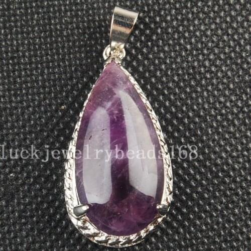 Free Shipping Women Fashion Jewelry 18x35mm Genuine Purple Crystal Teardrop Pendant Bead 1pcs C3212