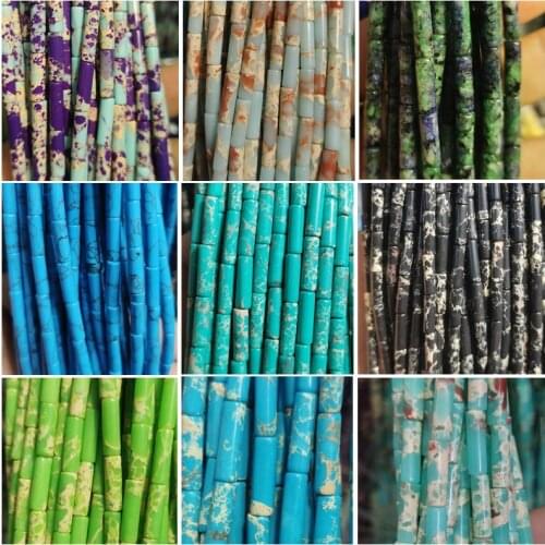 15 Kinds Natural Purple Imperial Jaspers Howlit Blue Sandstone Beads Cylindrical Shape Tube Bead For Making Beadwork DIY Jewelry