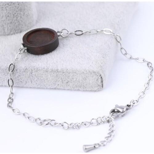 Reidgaller 5pcs fit 12mm round cabochon bracelet base blanks stainless steel chain anklets setting bezels diy jewelry findings