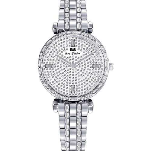 New Arrival BS Full Diamond Watch Women Bling Luxury Austrian Crystals Watch Lady Rhinestone Watch Bangle Bracelet