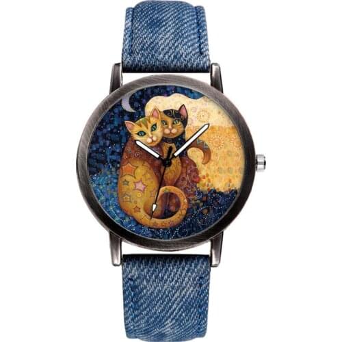 Women Watches Laides Casual Fashion Cat Quartz Wrist Watch couple Multicolor Leather Band Strap Dress Watch Female Clock reloj