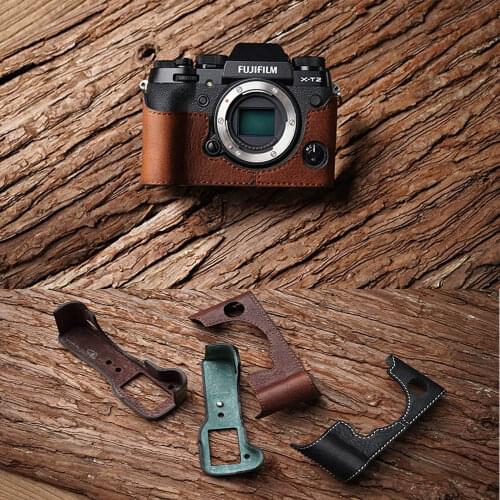 Mr.Stone Handmade Genuine Leather Camera case Camera Bag Vintage Half Cover Open Battery Disign For Fuji Fujifilm XT2 XT-2