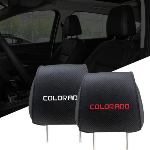 Car Seat Headrest Cover For Chevrolet Colorado Accessories Auto Pillows Case With Pockets Carbon Fiber Massager Styling Pad