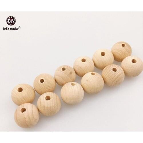 Lets make Baby Teether 100PC 20mm Beech Wooden Teether Chew Round Beech Beads DIY Jewelry Accessories Unfinished Teething Beads