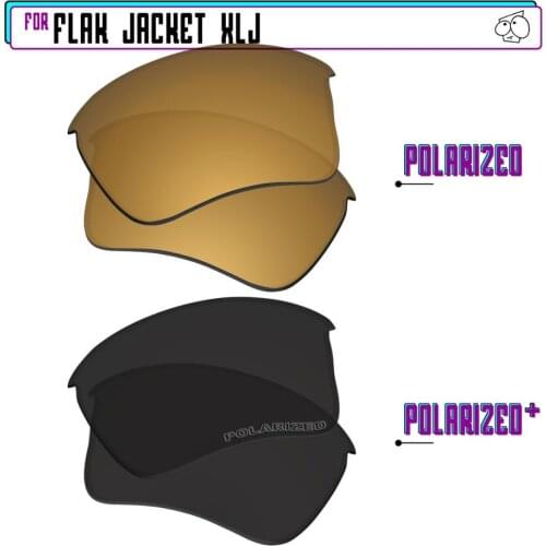 EZReplace Polarized Replacement Lenses for - Oakley Flak Jacket XLJ Sunglasses - BlackPPlus-GunmetalP