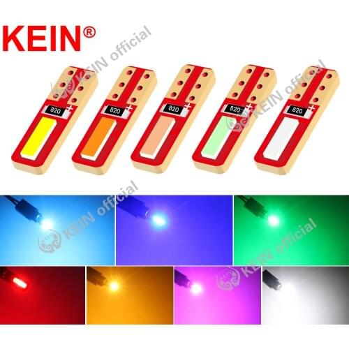 KEIN 10PCS T5 Led Bulb W3W Neo Wedge Car Led Car Dashboard Instrument Light Auto Instrument Lamp 7020 Red Panel 12V White Blue
