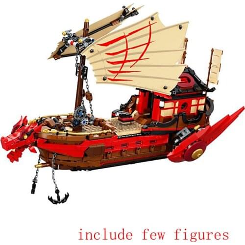 Dragon Boat Building Blocks Destiny Reward Ship Phantom Bricks with 7 figures educational childrens toys gifts Christmas Gifts