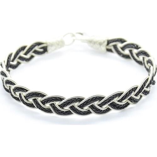 KSG 1Pc Unisex Bracelet Oxidized Fine Silver Woven Chain Casual Jewelry Nautical Kazaziye Gift Bracelet Special Day Gift