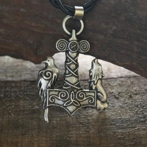 Lanseis 10pcs gothic punk wolf and raven pendant viking wolf necklace ancient raven bird pendant jewelry