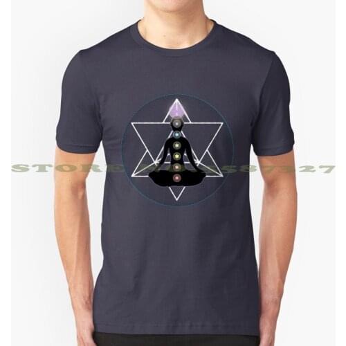 Meditate Yoga Chakras Fashion Vintage Tshirt T Shirts Yoga Meditate Crown Chakra Third Eye Enlightenment Buddha Buddhism