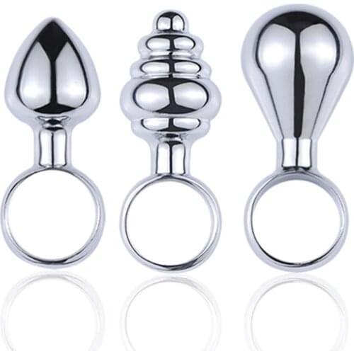 Metal Pull Ring Anal Plug Solid Anal Dilator Man/Woman G Spot Stimulation Buttplug Masturbator Anal Toys 3 Pcs/Set Ass Plug