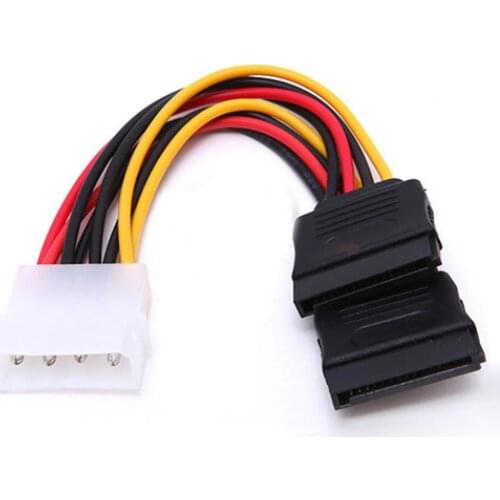 Multifunctional 4 Pin IDE Molex to 15 Pin 2 Serial SATA Hard Drive Power Adapter Cable