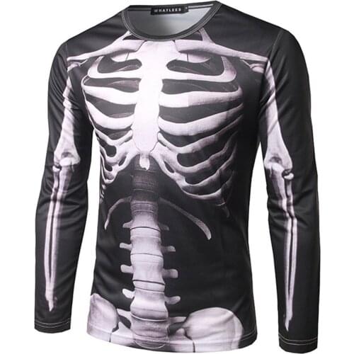 2020 New Hot Fashion Mens Ugly Funny Skeleton 3D Printed T-Shirt O-Neck Hipster Party Holiday Halloween T-Shirt Party Costume