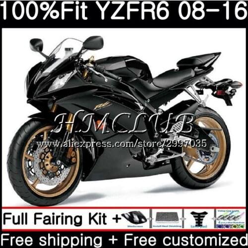 Injection For YAMAHA YZF600 YZF-R6 2008 2013 2014 2015 2016 17HC.12 YZF 600 YZF R6 R 6 glossy black YZFR6 08 13 14 15 16 Fairing