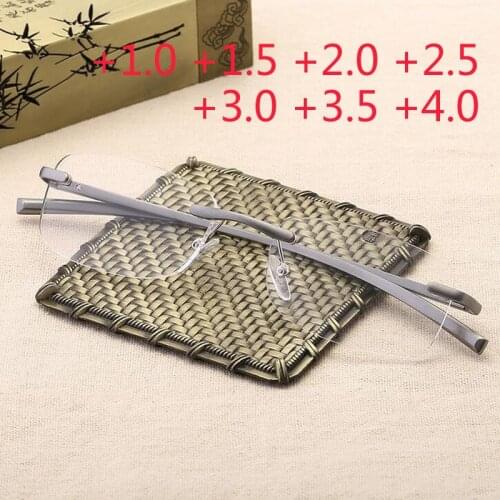 Alloy Frameless Reading Glasses Clear lens Spectacles Rimless Women Men Glasses Classic Unisex Eyeglasses