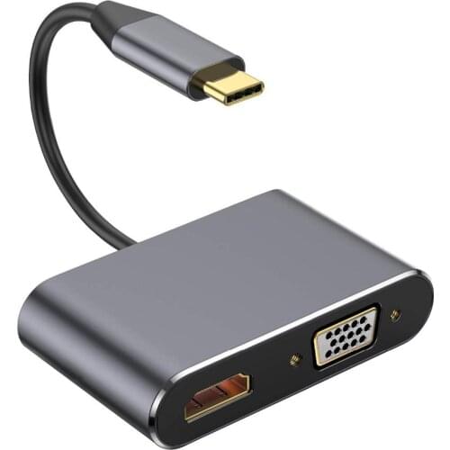 Type C to HDMI 4K VGA USB3.0 Audio Video Converter Charging Port Hub Adapter Stable Portable Easy to Use Type-C Hub