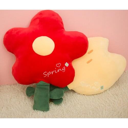 Lifelike Red Flower Plush Stuffed Toys Soft Doll Creative Tulip Flowers Pillow Seat Sofa Chair Cushion for Girls Gift Home Decor