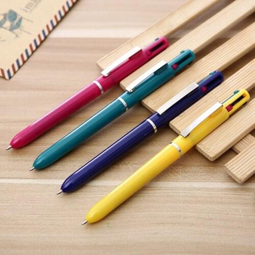 50PCS Koreas New Four-color Ballpoint Pen with Pen Clip Office Supplies Student School Supplies Stationery