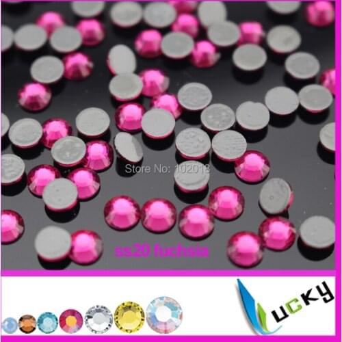 Highest quality Fuchisa color HOT FIX rhinestones flat back crystal ss6 ss10 ss16 ss20 ss30 size available Hotfix for Motif