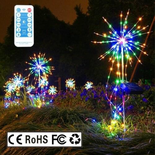 Solar Powered Outdoor Grass Globe Dandelion Fireworks Lamp 200 LED For Garden Lawn Landscape Holiday Light Christmas Decor Light