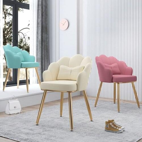 Light Luxury Dinning Chair Bedroom Backrest Fabric Living Room Makeup Chair Golden Foot Bedroom Chairs For Home Decoration