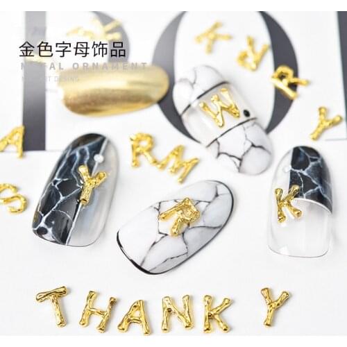 100pcs/lot English Alphabet Letter Alloy Metal Rivets Nail Art Decorations Supplies DIY Nails Accesorios Jewelry Designs Charms