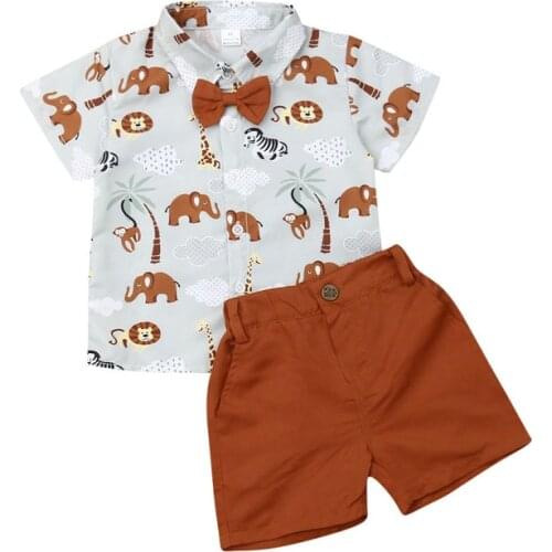 Pudcoco US Stock Summer Toddler Baby Kids Boy 1-6T Formal Clothing Set Shirt Tops+Pants Gentleman Outfits Clothes 2PCS Set