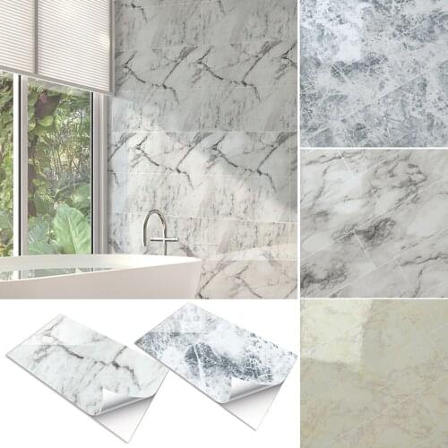 Waterproof Wall Stickers Self Adhesive Marble Wallpapers Bathroom Floor Sticker For Home Renovation Decals DIY Wall Ground Decor