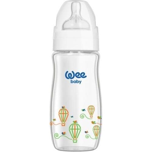 Wee Baby Classic Plus 280 ML Wide Mouth Heat Resistant Glass Baby Bottle-White