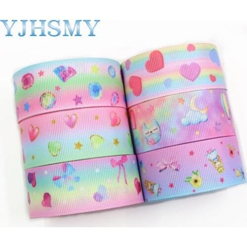 YJHSMY I-19308-552,25mm 10yards Cartoon Thermal transfer Printed grosgrain Ribbons,bow cap DIY handmade accessories decorations