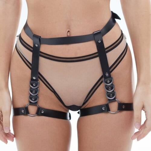 TRODEAM Leather Harness Women Leg Cage Waist Belt Bondage Sexy Stockings Woman Thigh Harness Suspenders Harajuku Garter Straps