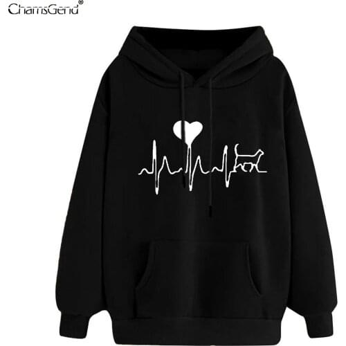 Women Hoodies Casual Harajuku Love ECG Printed Hoodie Autumn Winter Female Hoodies Women Long Sleeve Clothing Sudadera Mujer