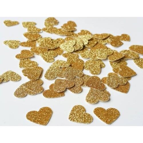 300 piece Gold Heart Confetti Gold Glitter Heart Confetti Gold Paper Hearts Glitter Gold Confetti Gold Wedding Table Scatter