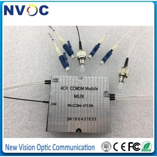 1*4 CCWDM Mux/Demux Module with 25cm LC/UPC(1470,1510,1530,1490nm) Connector and 35cm FC/UPC COM Port,with 35cm FC/UPC UPG Port