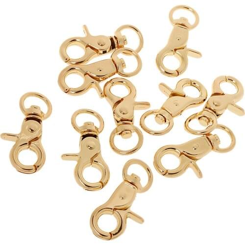10 Gold Swivel Clips Snap Hook Trigger Brass Webbing Lanyard Clasps Finding
