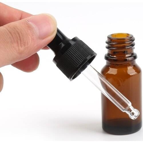 18PCS 10ml 0.34oz Empty Refillable Amber Glass Graduated Dropper Bottle Essential Oil Cosmetics Elite Fluid Container Jar Pot Ho