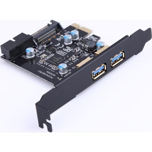 19-Pin Power Connector Converter PCI-E to USB 3.0 2 Port PCI Express Expansion Card for Bitcoin Miner Mining