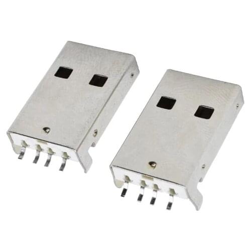 20PCS/Lot USB 2.0 Male A Type USB PCB Connector Plug 180 degree SMT Male USB Connectors 4Pins SMD