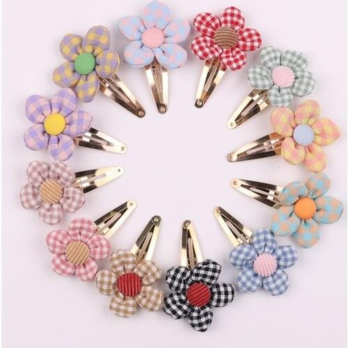 24pc/lot Korean Flower Hair Clip For Girls Kids Hair Accessories Baby Snap Clips Barrettes Bow Hairpins Cute Child Hairclip 2021