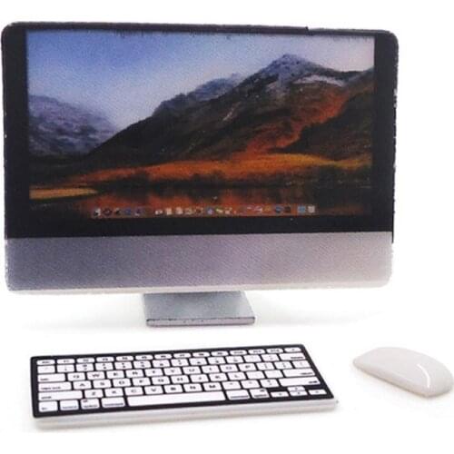 3Pcs Mini Desktop Computer Display Mouse Keyboard Model 1/12 Dollhouse Accessory Sturdy Durable Non-toxic Exquisite Workmanship