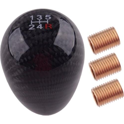 57mm 5 Speed Carbon Fiber Manual Transmission Gear Stick Shift Knob Shifter M12 M10 M8 for Universal Cars