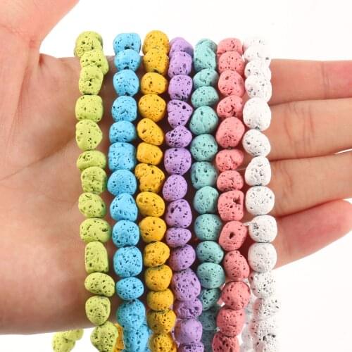 8mm Multiple Colour Lava Beads Rubber Volcanic Stone Loose Round Beads for Accessories Jewellery Making Diy Bracelet 15"