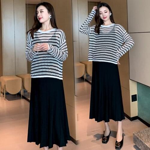 8037# Maternity Clothes Stylish Sweety 2Pcs Maternity Dress Set Clothes for Pregnant Women Pregnant Women Suit