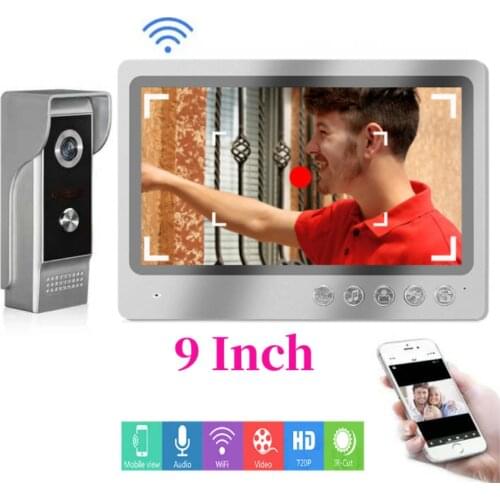 9"Wireless IP Video Door Phone Auto Snapshot WIFI Intecom APP Unlock Door Access Control System Support 32G TF Card Doorbell