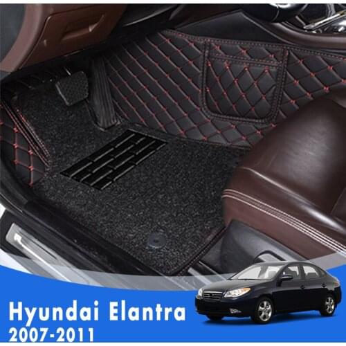 Car Floor Mats For Hyundai Elantra 2011 2010 2009 2008 2007 Double Layer Wire Loop Custom Carpets Car Accessories Foot Pads Rug